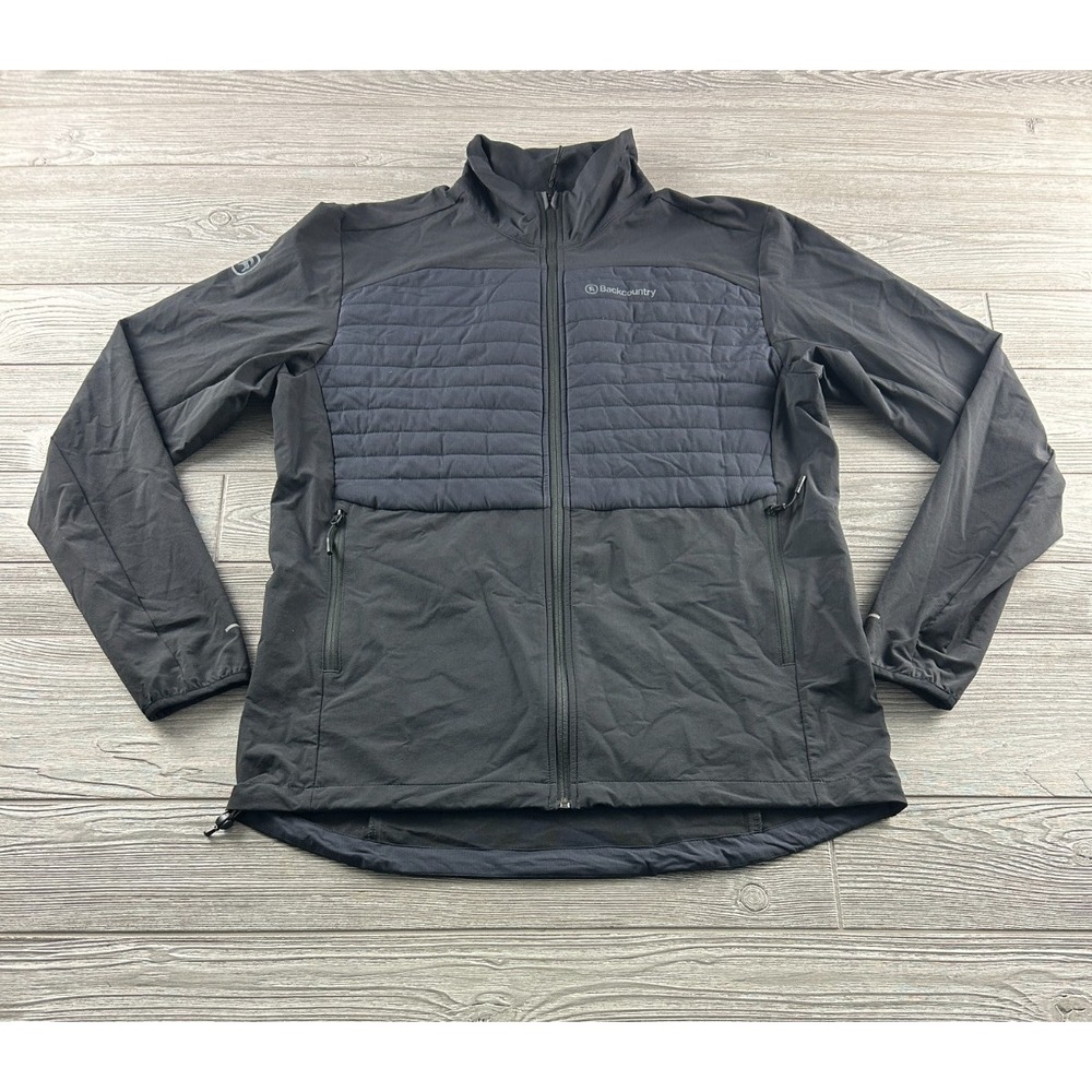 Backcountry Insulated Hybrid Jacket Mens Large Black Full Zip Lightweight Puffer